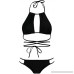 Women's Wrap Around Halter High Neck Swimwear,Sexy Cutout Crop Top Two Piece Swimsuit A18046,Black,XL B07BMY3CR7